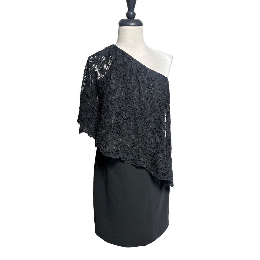 Nanette Lepore One Shoulder Lacy Little Black Dress Cocktail Dress Size Med